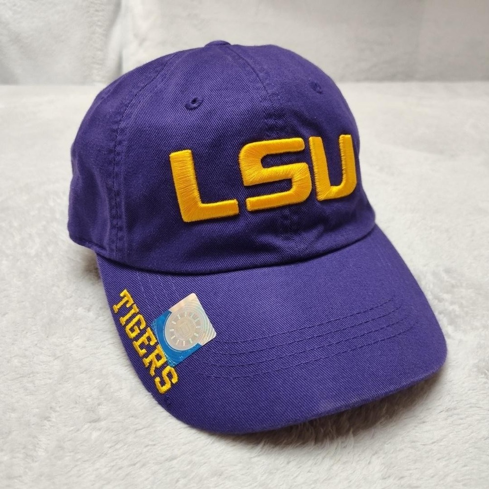 LSU Tigers Hat Cap Strap Back Men One Size Purple NCAA Football Russell Athletic